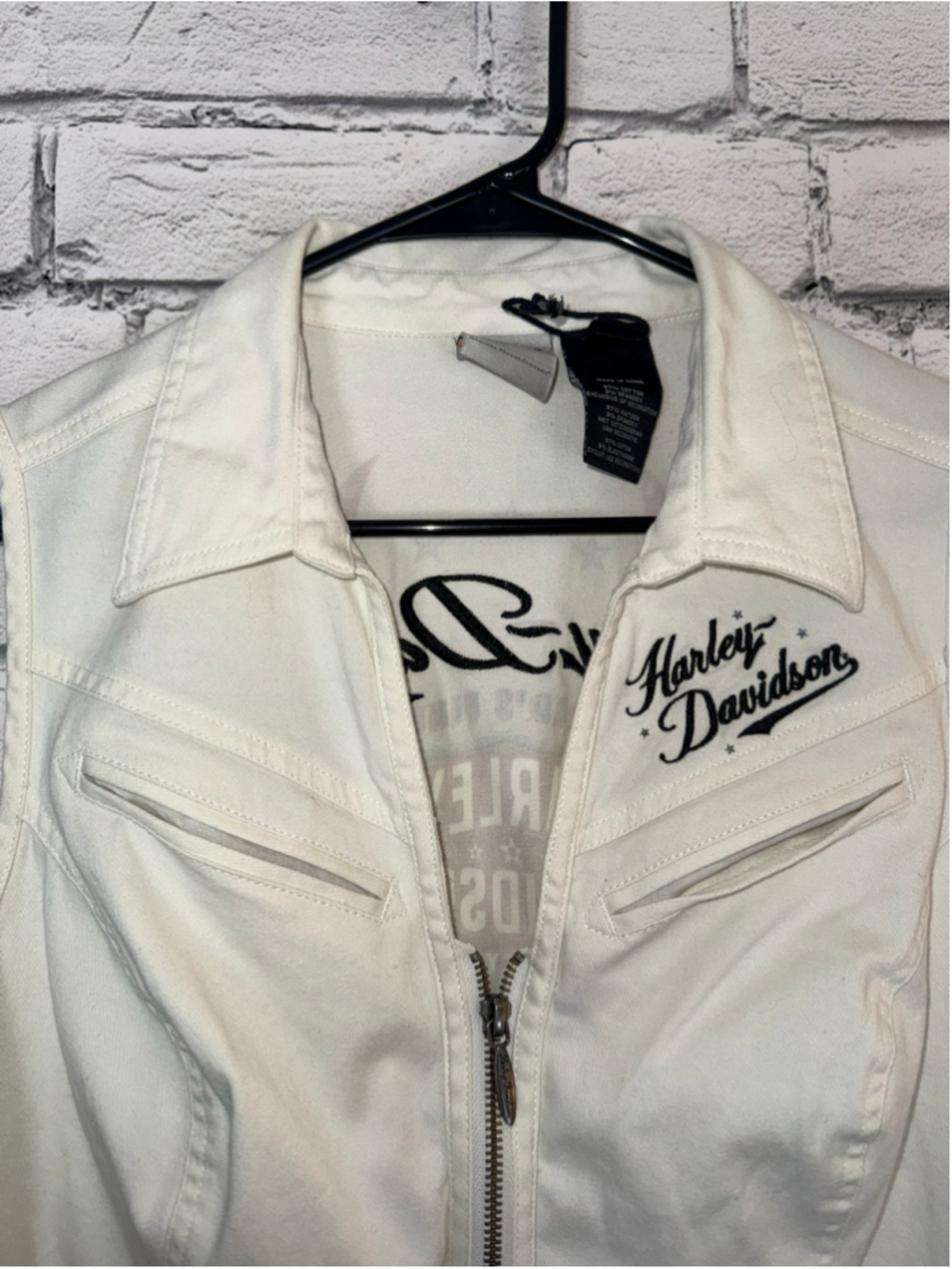 Women's Harley-Davidson Vest Size 1X White & Orange Graphic Vest Zip Up - Picture 9 of 12